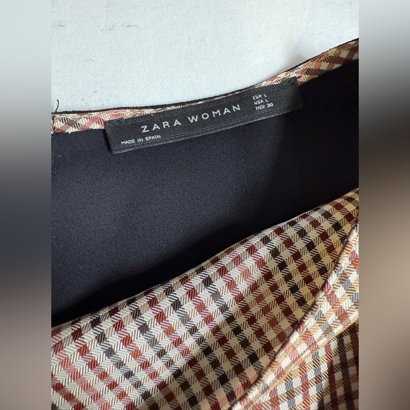 ZARA Tan and Black Asymmetrical Fitted Dress size L - Picture 12 of 16